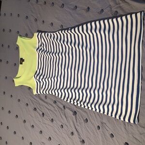 ILE New York lime green, blue & white striped dress